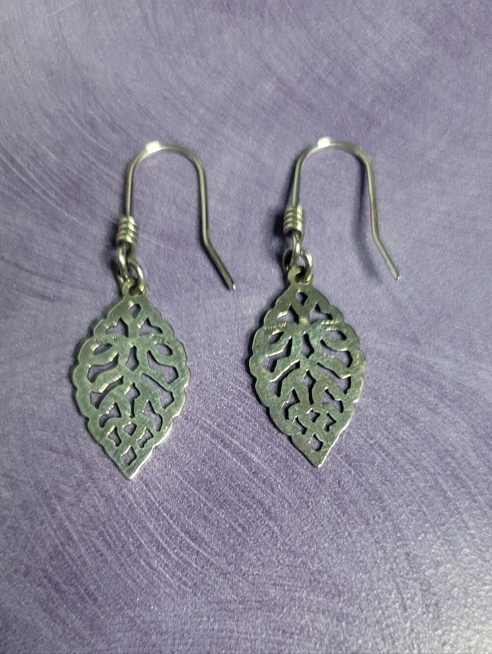 James Avery Sterling Silver Leaf Filigree Drop Earrings - Retired